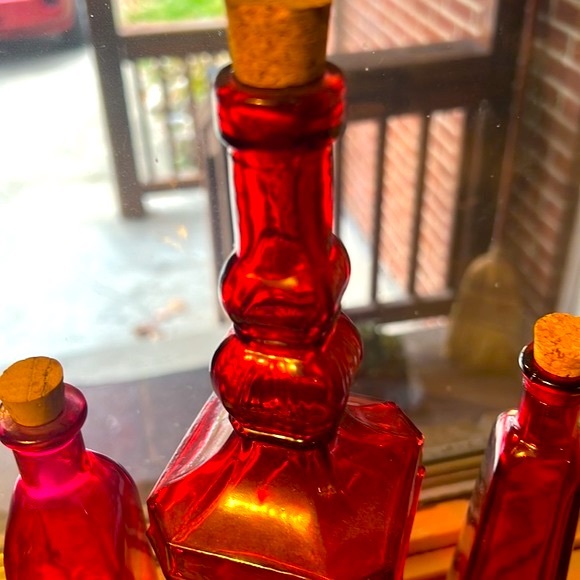 Three Red Decorative Bottles. - Picture 2 of 3